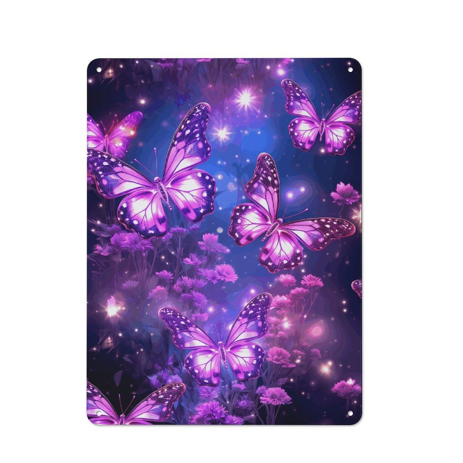 Affiches murales violettes en métal papillon pour un salon cosy