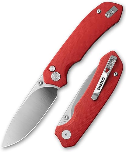 Miniatura 1 de OLITANS G032 - Cuchillo de bolsillo con bloqueo de botón, hoja 14C28N de 3.3 pulgadas, cuchillo plegable con abridor de pulgar para EDC 4.5oz (G10