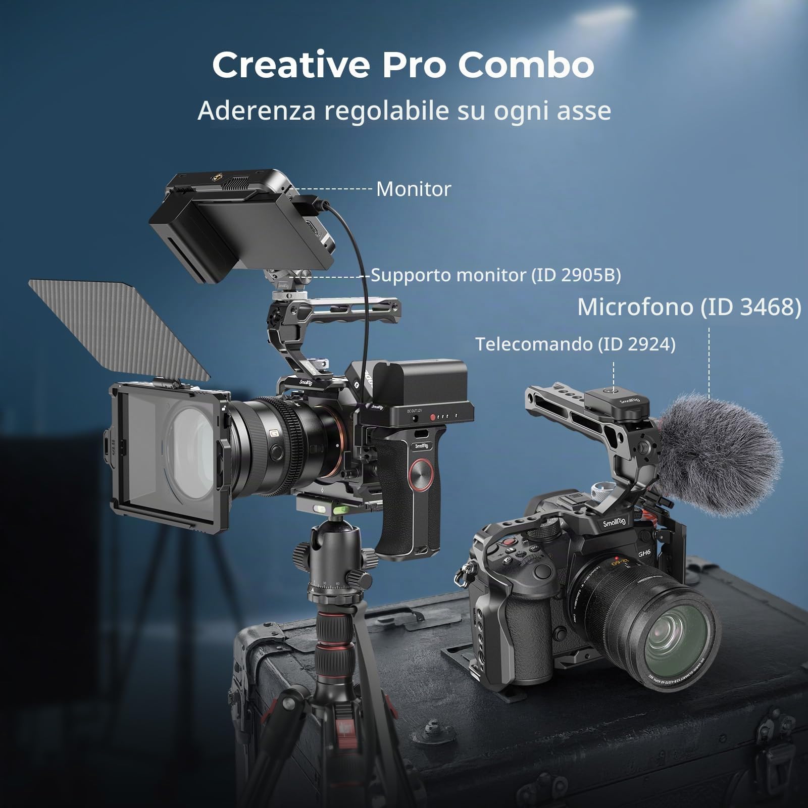 SMALLRIG Top Handle with Monitor Mount Kit, with 3/8"-16 Locating Holes for ARRI, 5 Built-in Cold Shoe, 360° Swivel and 180° Tilt Adjustable Monitor Holder with Thumbscrew, Anti-Twist Design - 5322