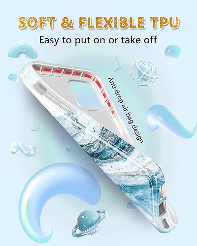 Miniatura 5 de JIAXIUFEN Funda compatible con iPhone 15, diseño de mármol con purpurina dorada, a prueba de golpes, delgada, suave, funda de silicona TPU de 6.1