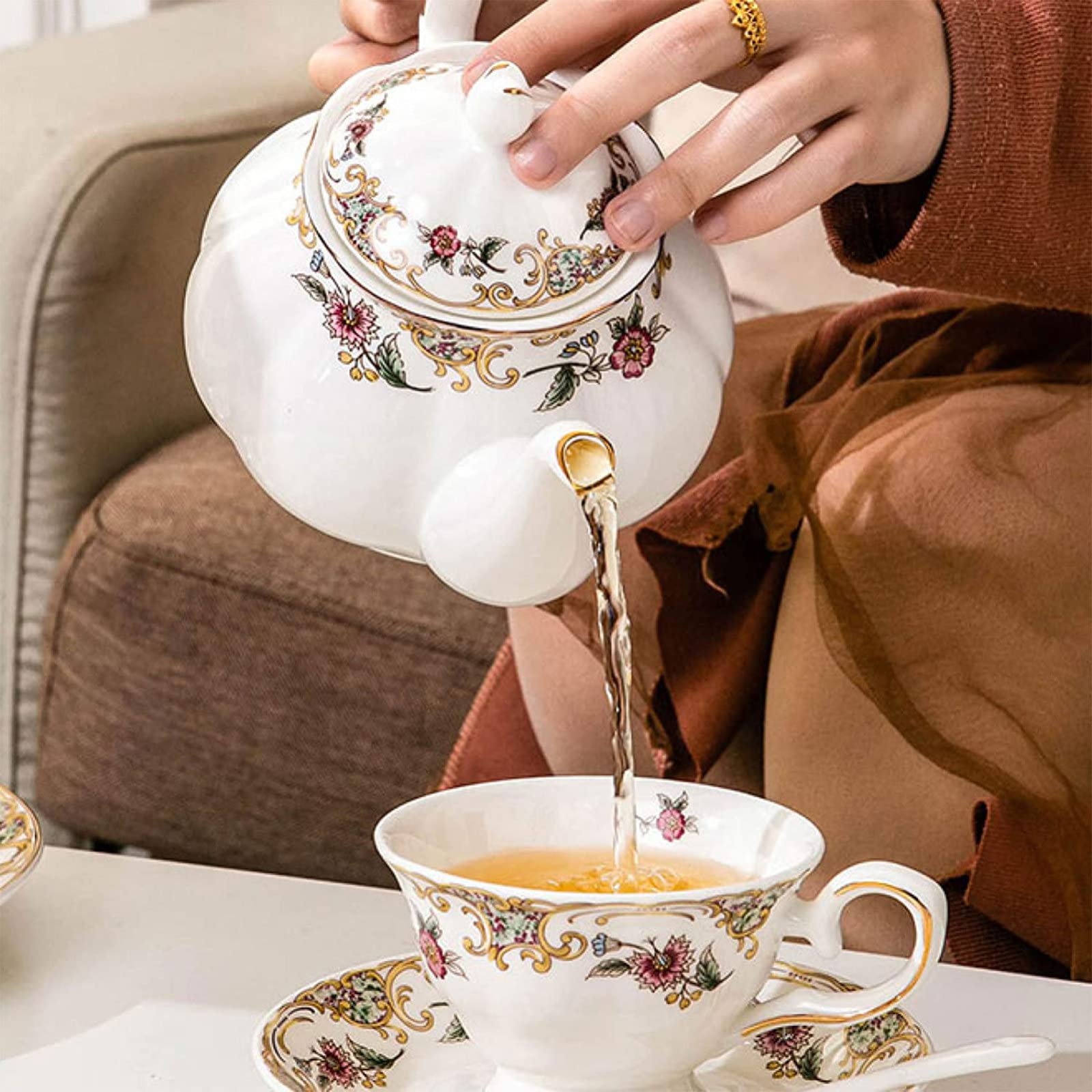 Amazon｜15個の英国王室のアフタヌーンティーセット、 フローラル