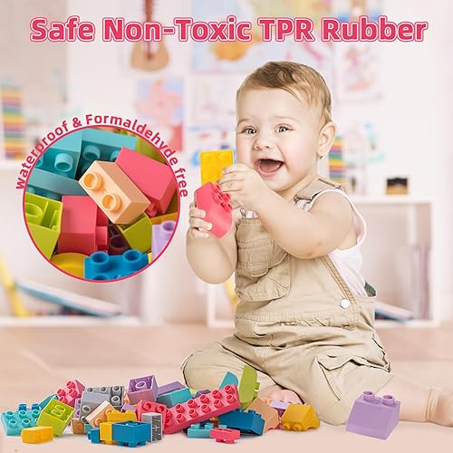 Miniatura 5 de KidEwan - Bloques de construcción para niños pequeños, juguetes de bloques de animales, juguetes STEM para bebés, juegos de bloques apilables con