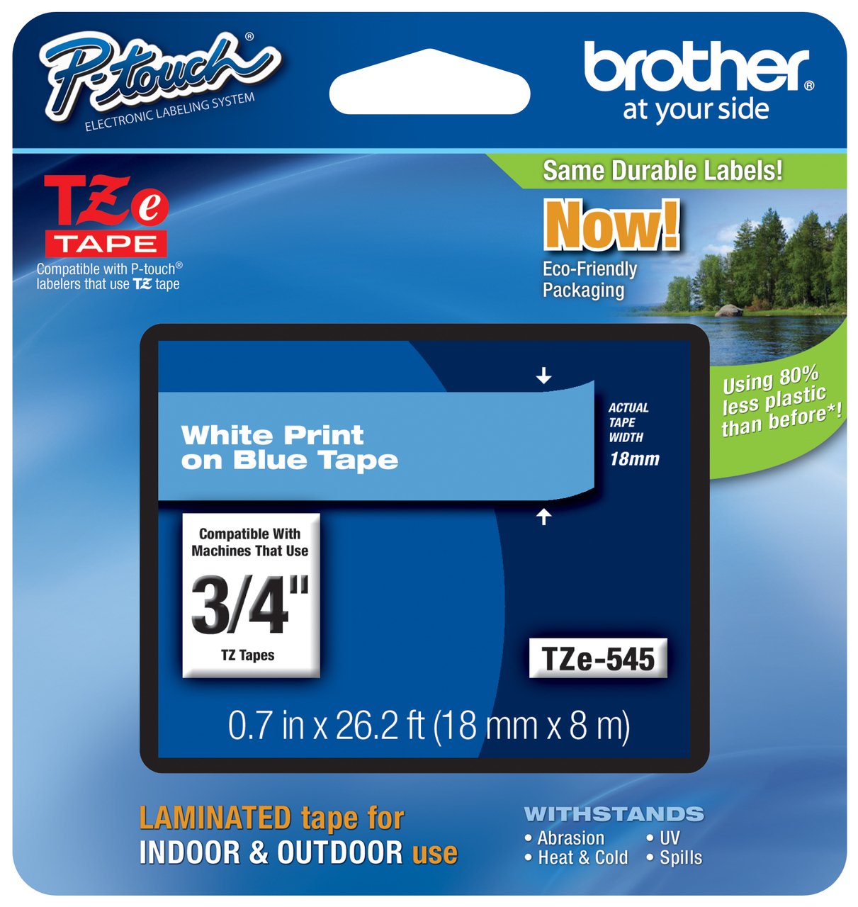 Genuine Brother 3/4" (18mm) White on Blue TZe P-Touch Tape for Brother PT-330, PT330 Label Maker