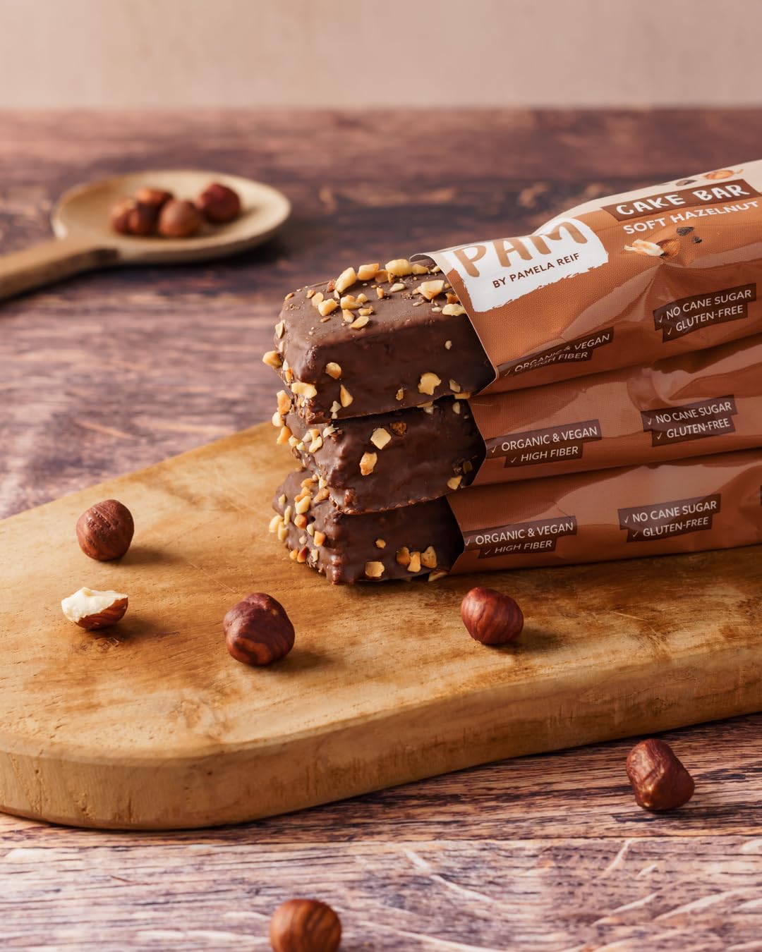 Naturally Pam Cake Bar – Bio & veganer Haferriegel, glutenfrei & ohne Rohrzucker – Natürlich leckerer Müsliriegel-Snack von Pamela Reif - Soft Hazelnut 12x44g