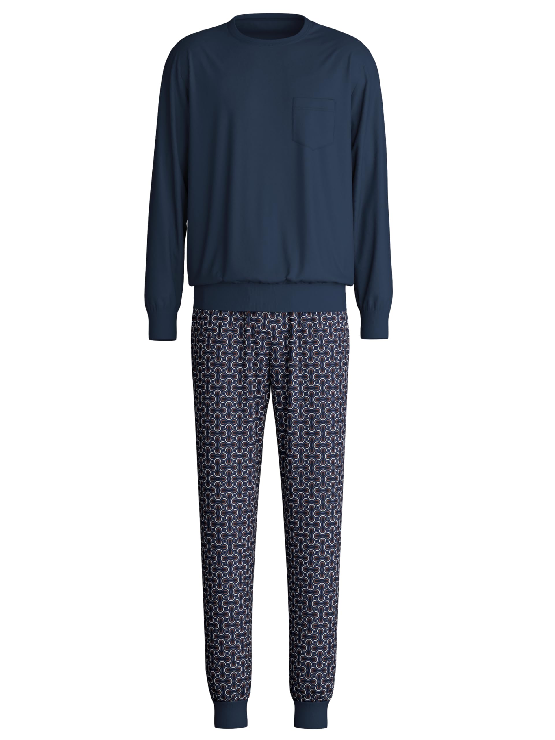 CALIDA Relax Imprint Bündchen-Pyjama Herren | Schlafanzug aus 100% Baumwolle, pflegeleicht, elastisch & formstabil, in Single Jersey