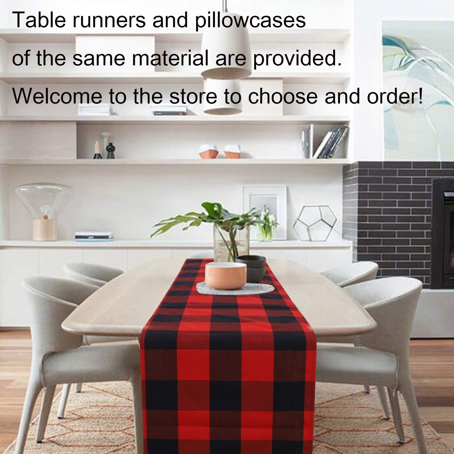 GirlyGirl Boutique 6 PCS Christmas Plaid Placemat Reversible Buffalo Check Place Mats Durable Polyester Cotton Holiday Family Dining Table Decorations (Red and Black, 12 X 18 Inch)