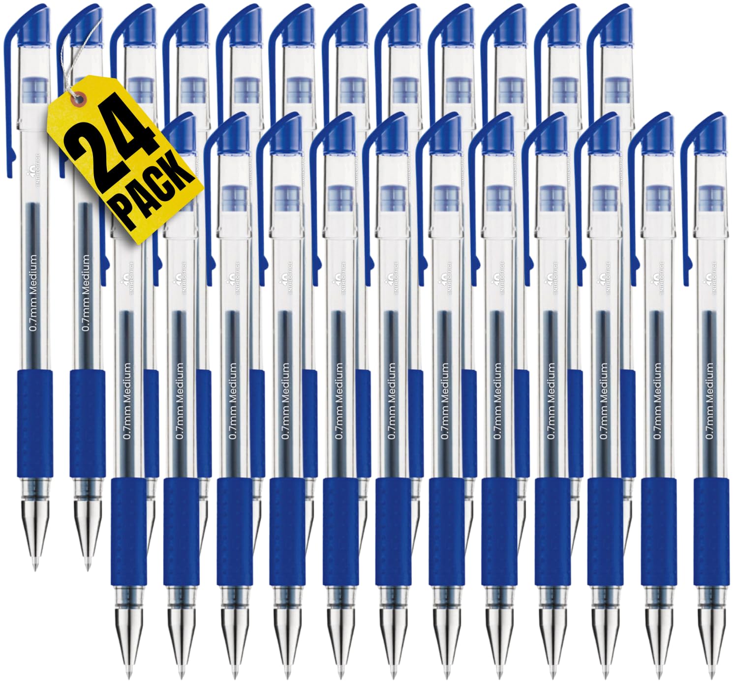 1InTheOffice Blue Gel Pen, Gel Ink Pen, Blue Ink, Medium 0.7 mm, 24 Pack