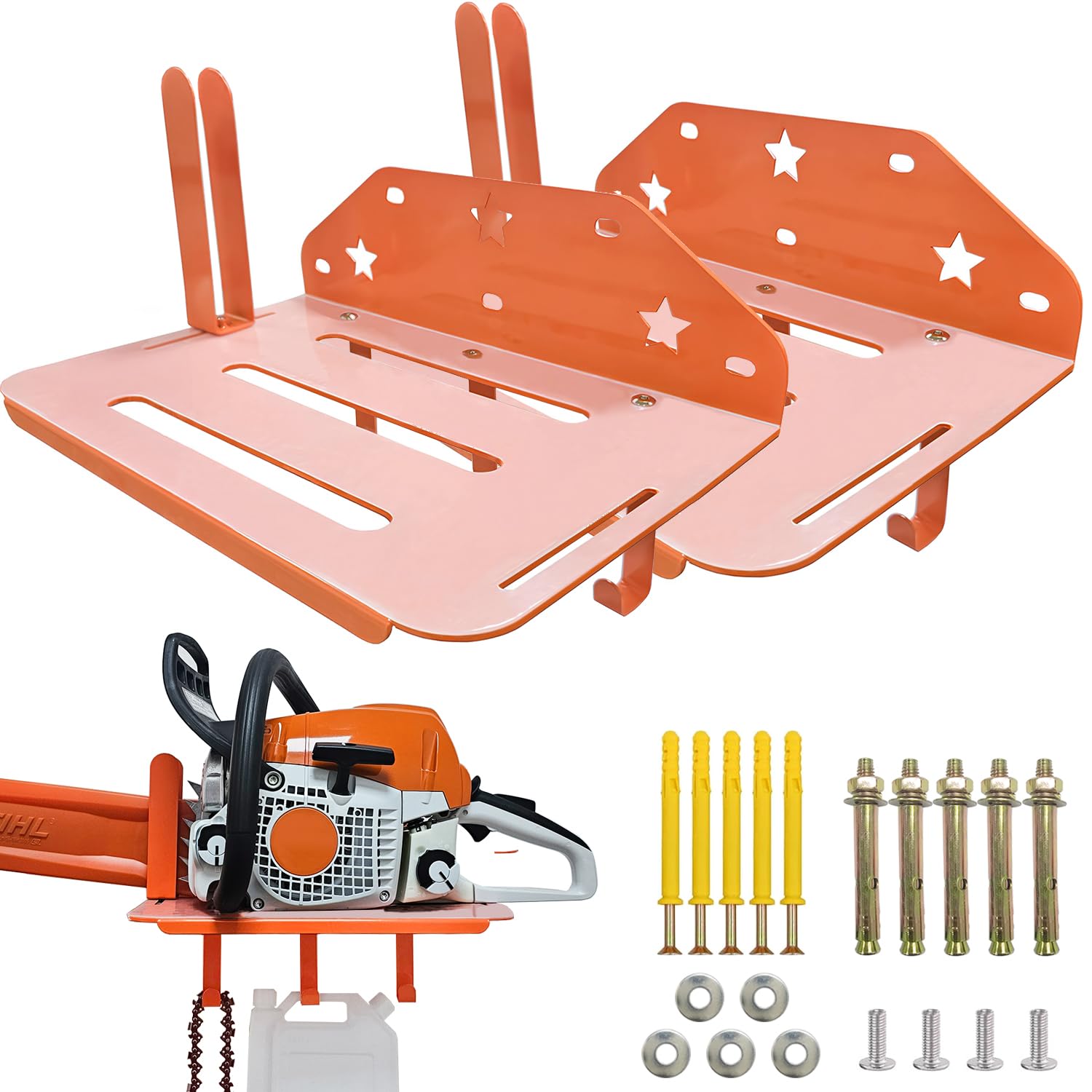 Chainsaw Holder, Chainsaw Wall Mount for 12-20in Chainsaw Heavy Duty Chainsaw Rack for Stihl, DEWALT, Oregon, CRAFTSMAN, Milwaukee, etc.