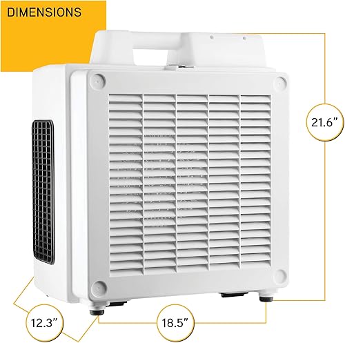 Miniatura 6 de XPOWER X-3780 Purificador de aire + depurador, aire negativo, 600 CFM, 4 etapas HEPA + filtración de carbono, 5 velocidades, filtro de luz,