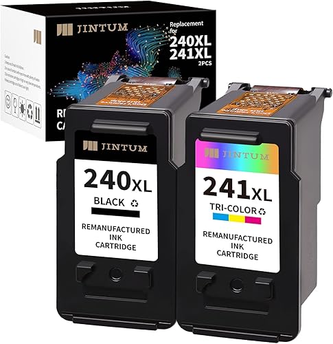 JINTUM Cartucho de tinta remanufacturado de repuesto para Canon 240XL 241XL Combo Pack para Pixma MG3620 MG3600 MG3520 TS5120 TS5100 MG3222 MX472