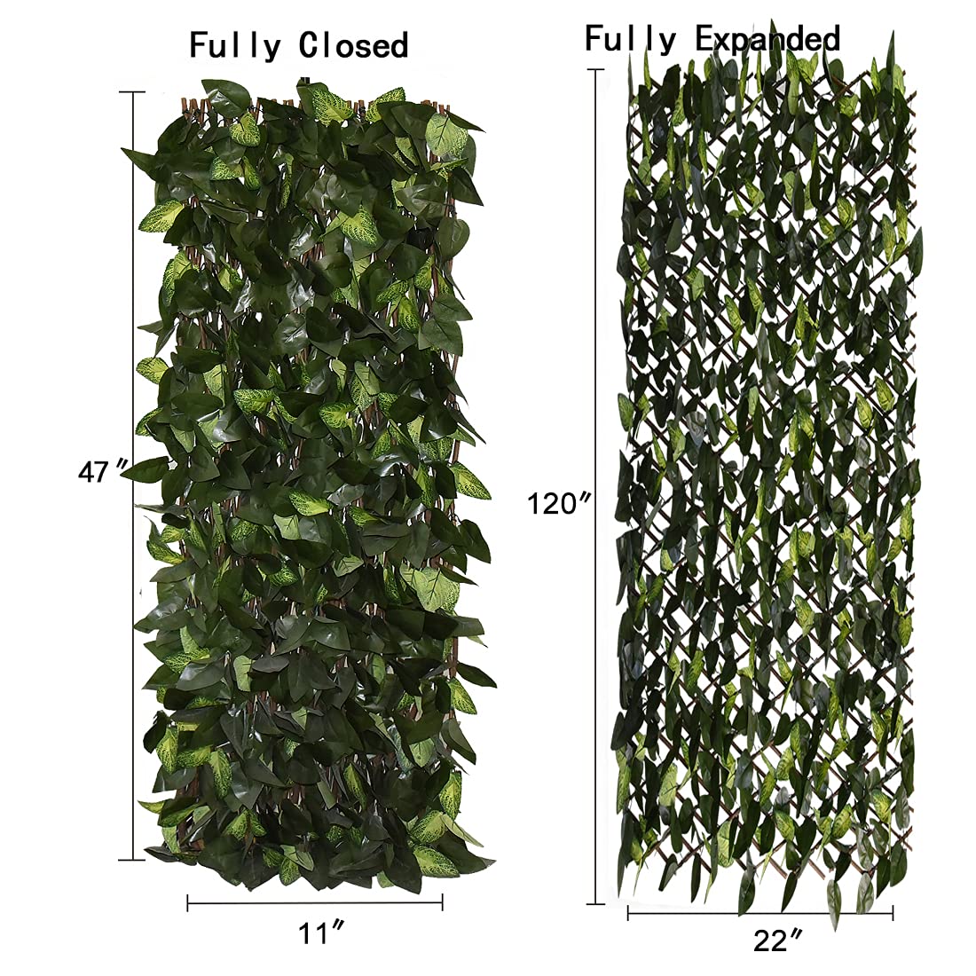 BYBAG Expandable Faux Ivy Fence Privacy Screen for Patio Outdoor Balcony Bedroom Decor,Artificial Mixed Green-Mint Apple Leaves Wall Decoration Fencing Panel(Single Sided Leaves)