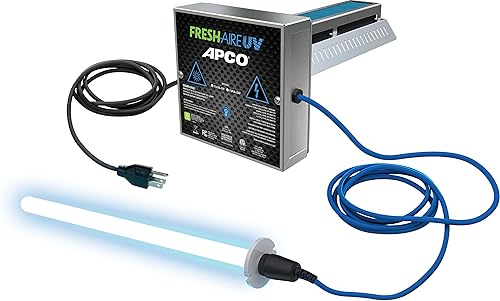 APCO Filtro de matriz de carbono HVAC UV purificador de aire, incluye lámpara UVC dual de 2 años para bobinas (serie 120-277 VAC) # TUV-APCO-DI2-P