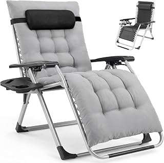 NEWBULIG Zero Gravity Chair, Folding Patio Recliner with Cup Holder Trays