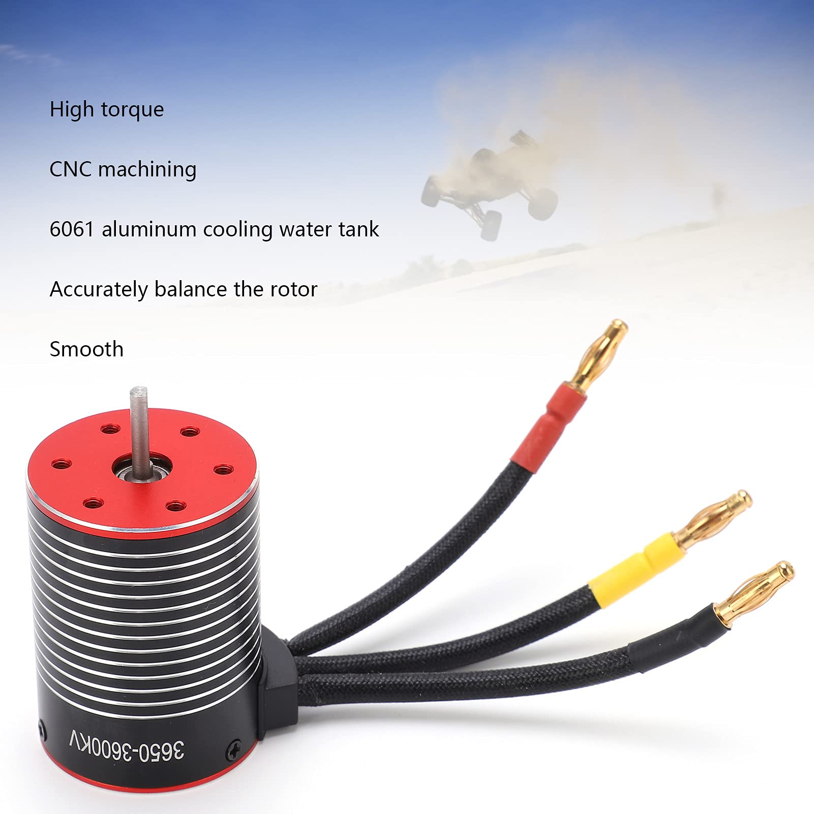 Wodoodporny silnik 3600 kV Wysoki Bezszczotek Wysoki moment obrotowy 4 biegun 12 Projekt gniazda 900 W Power 3650 Typ uniwersalny dla samochodów RC Czarne i czerwone aluminium