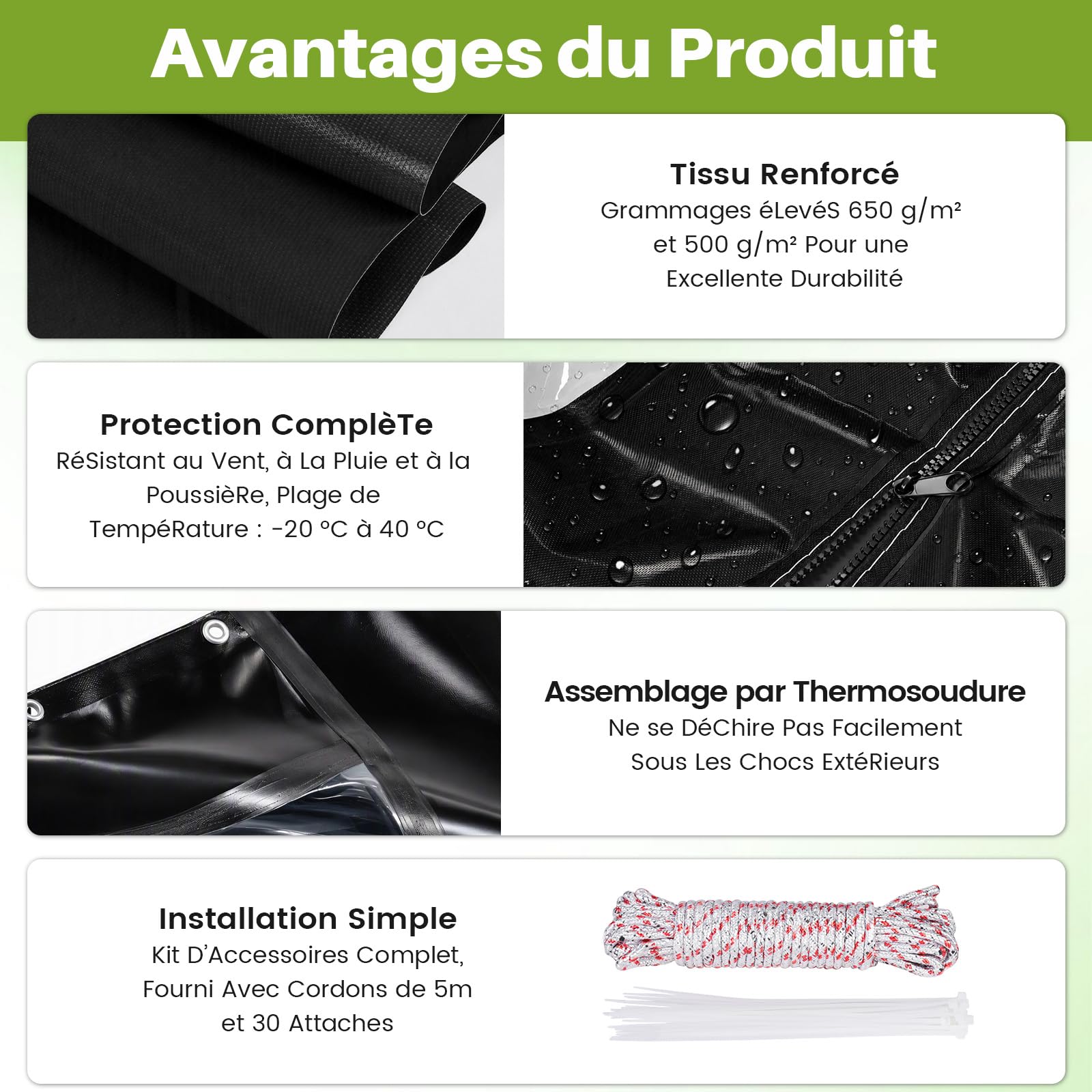 SHANNA Bâche Pergola Transparente avec Fermeture Éclair - Bâche de Protection Extérieure Imperméable Renforcée avec Œillets, Rideaux d'Extérieur pour Terrasse Serre Poulailler Tonnelle (2.5 x 3.6m)