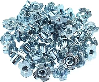 4 Prong Tee Nut MTQY 50PCS M6 x 10mm Zinc Plated Carbon Steel 4 Prong Tee Blind Nuts for Wood Rock Climbing Wall Holds Plywood Furniture Particle Board CNC Router, T-Nut