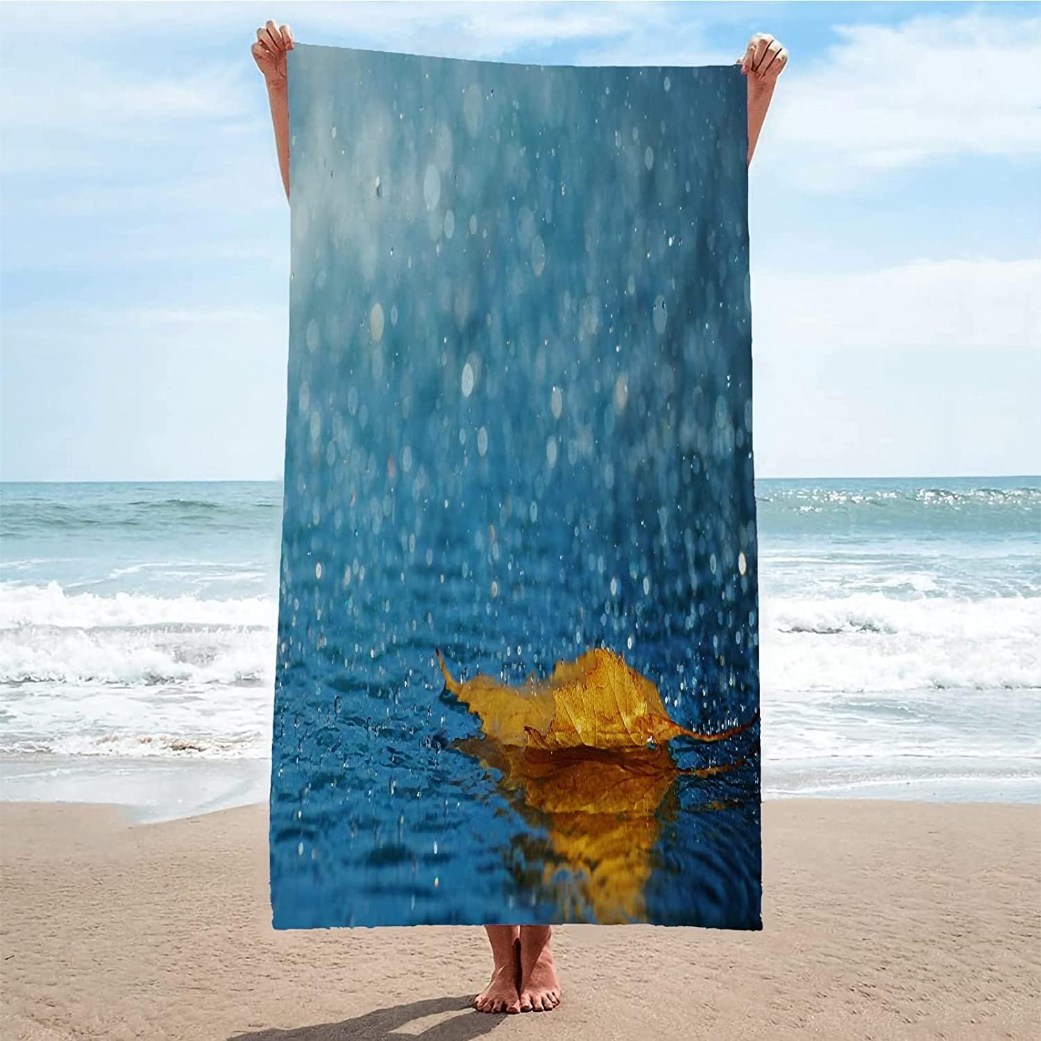 Serviette de Plage 200x200 Homme Enfant, Drap de Plage XXL Serviette Plage Anti Sable à Séchage Rapide Grande Serviette Plage Feuille d'érable, pour Bain Piscine Camping Plantes d'automne A149