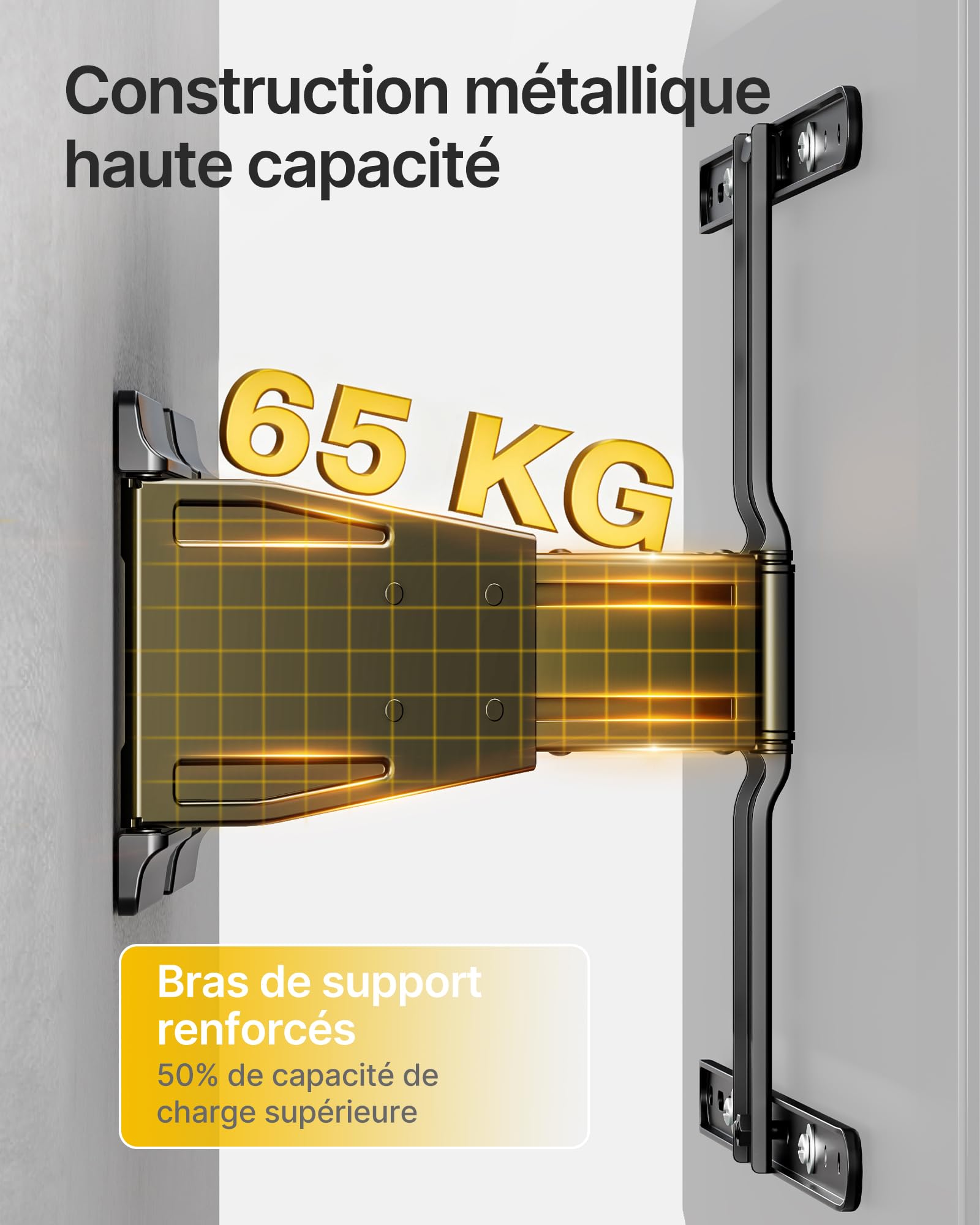 monTEK Support TV Mural 37 à 75", VESA 400x400mm Max,Charge Max 50Kg
