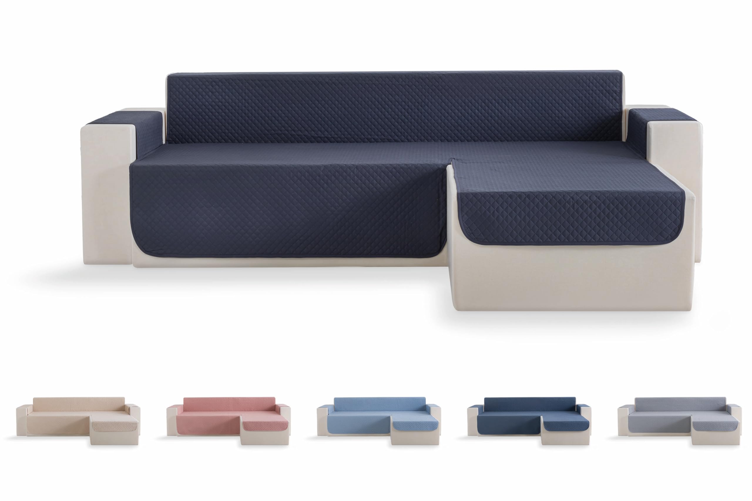 Todocama Sofa Cover, Sofa Cover, Quilted Rhombus Protector, Breathable, Easy to Clean, (Dark Grey, Right Chaise 240 cm)