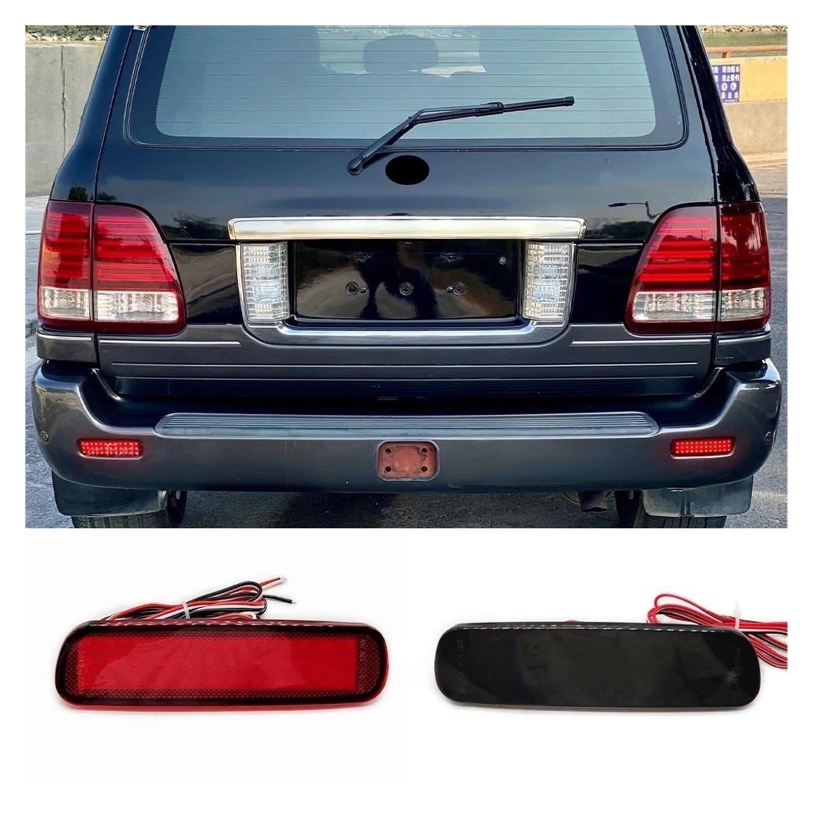 Conjunto piloto trasero coche 2 Uds LED Reflector De Parachoques Trasero Luz Para Land Para Cruiser 100 Cygnus LX470 Lámpara Freno Aparcamiento Advertencia Parada Linterna Trasera