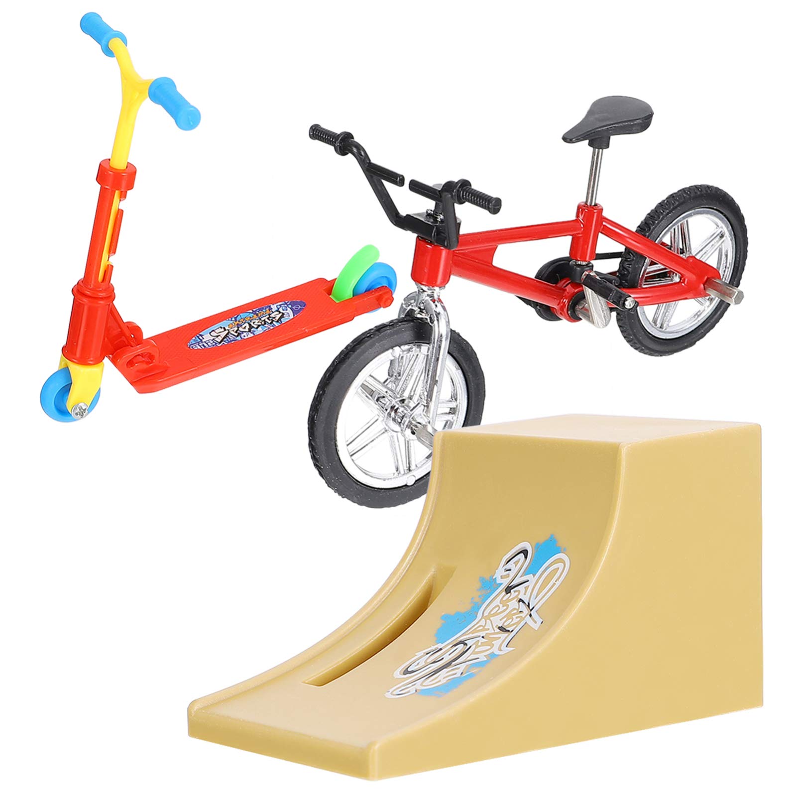 FELTECHELECTR 1Set Mini Finger Portable Finger Scooter Finger Bike Ramp Mini Scooter for Relief Education Fun Activity for Adults Enhances Parent Bonding
