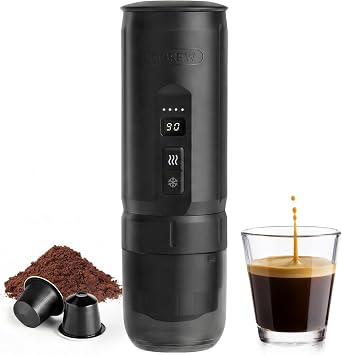 HIBREW H4C Classic - Portable Electric Espresso Machine, USB-C Rechargeable Coffee Maker with Removable Battery, Compatible with Ground Coffee & NS Capsules, Travel & HomeBlack