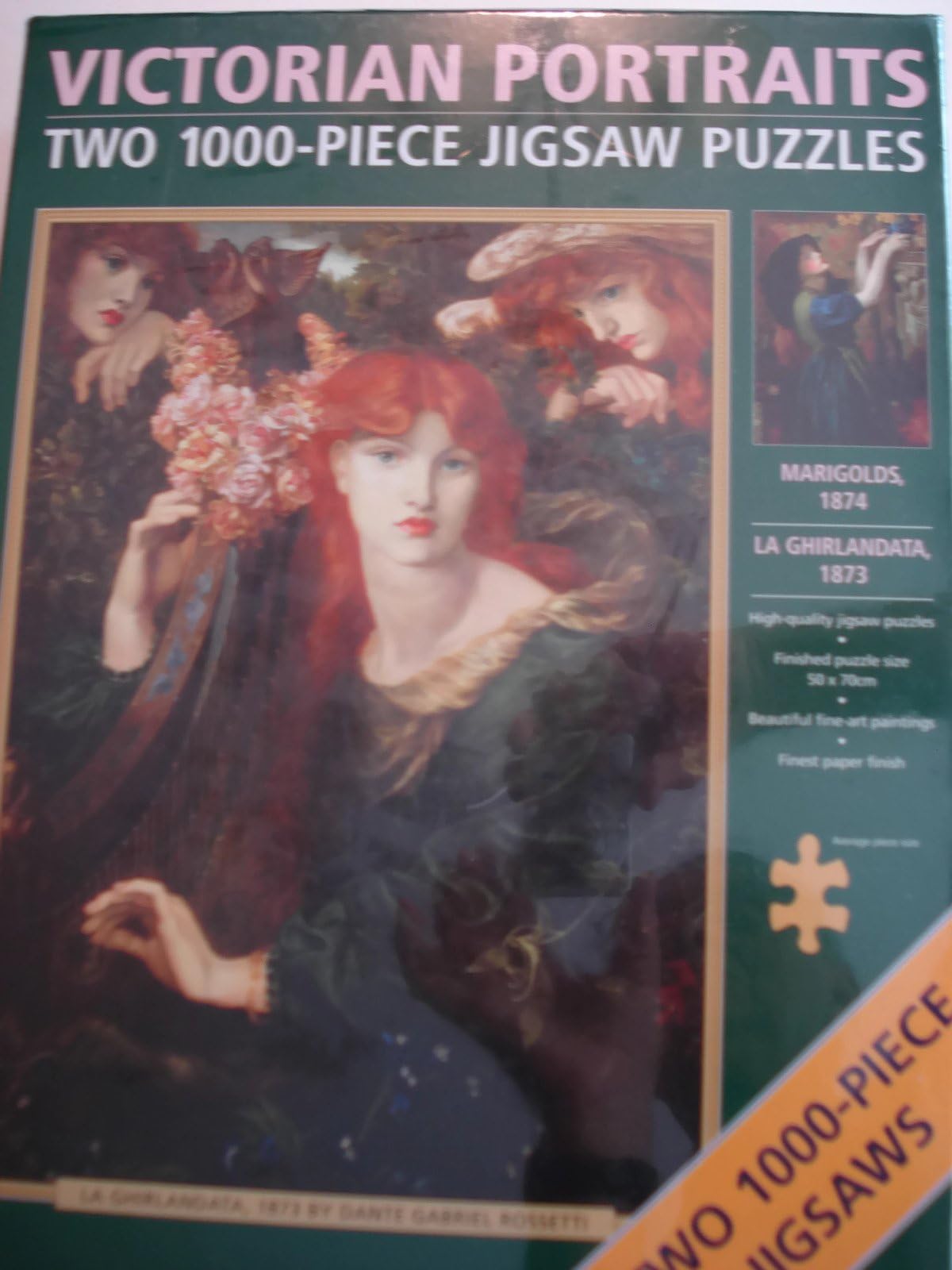 Victorian Portraits-2 1000-Piece Jigsaw Puzzles In 1 Box Of The Painter Dante Gabriel Rossetti-La Ghirlandata 1873 And Marigolds 1874