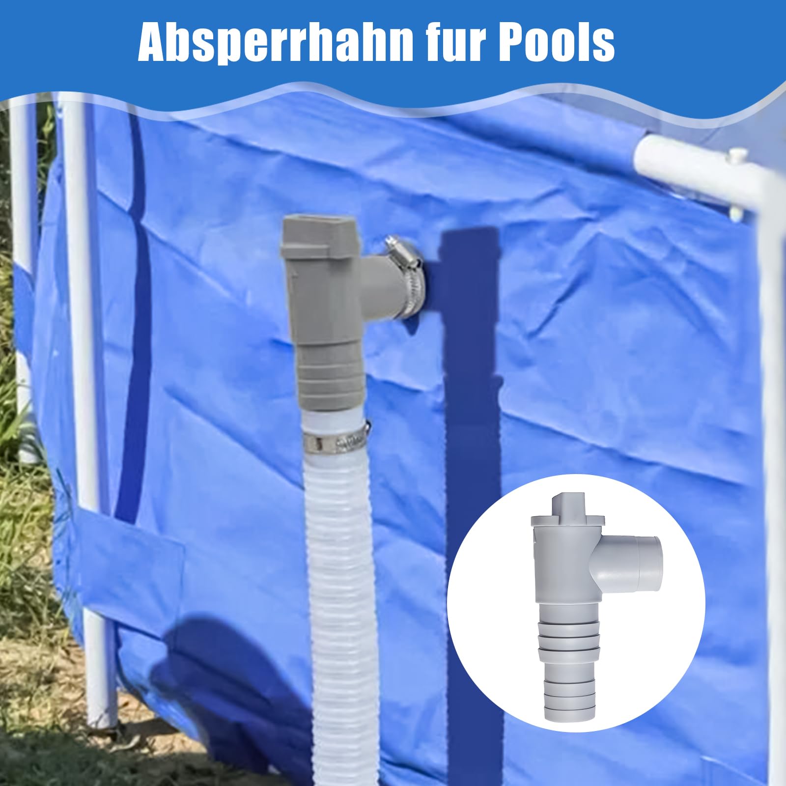 Forhome 2 Válvula de Cierre para Piscinas,Conexión de Manguera de 32 mm, Adaptador Manguera Piscina,Adaptador de Manguera de Piscina, Juego de conexión de Accesorios de Piscina de 32 mm