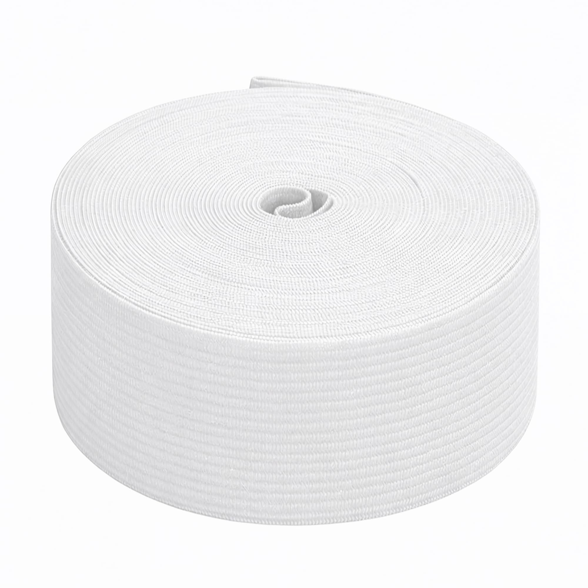 Trimming Shop 50mm (2 Inch) Wide Flat Elastic Band, Polyester Rubber Stretchable Waistband Tape Elastic Cord for Sewing Clothing, Garments, Dressmaking, DIY Craft Projects, White, 10 Metres