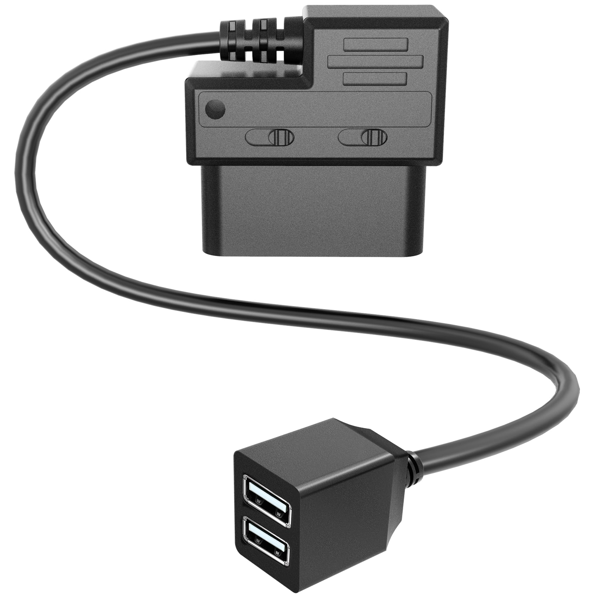 OBD Constant Power Cable,OBD II Power Adapter with Two USB Ports for Dashcam,24/7 Power Supply Mode/Low Voltage Protection,Vehicle OBD 5V 3A Port Charger Cable Compatible with Gar‘min Dash Cam