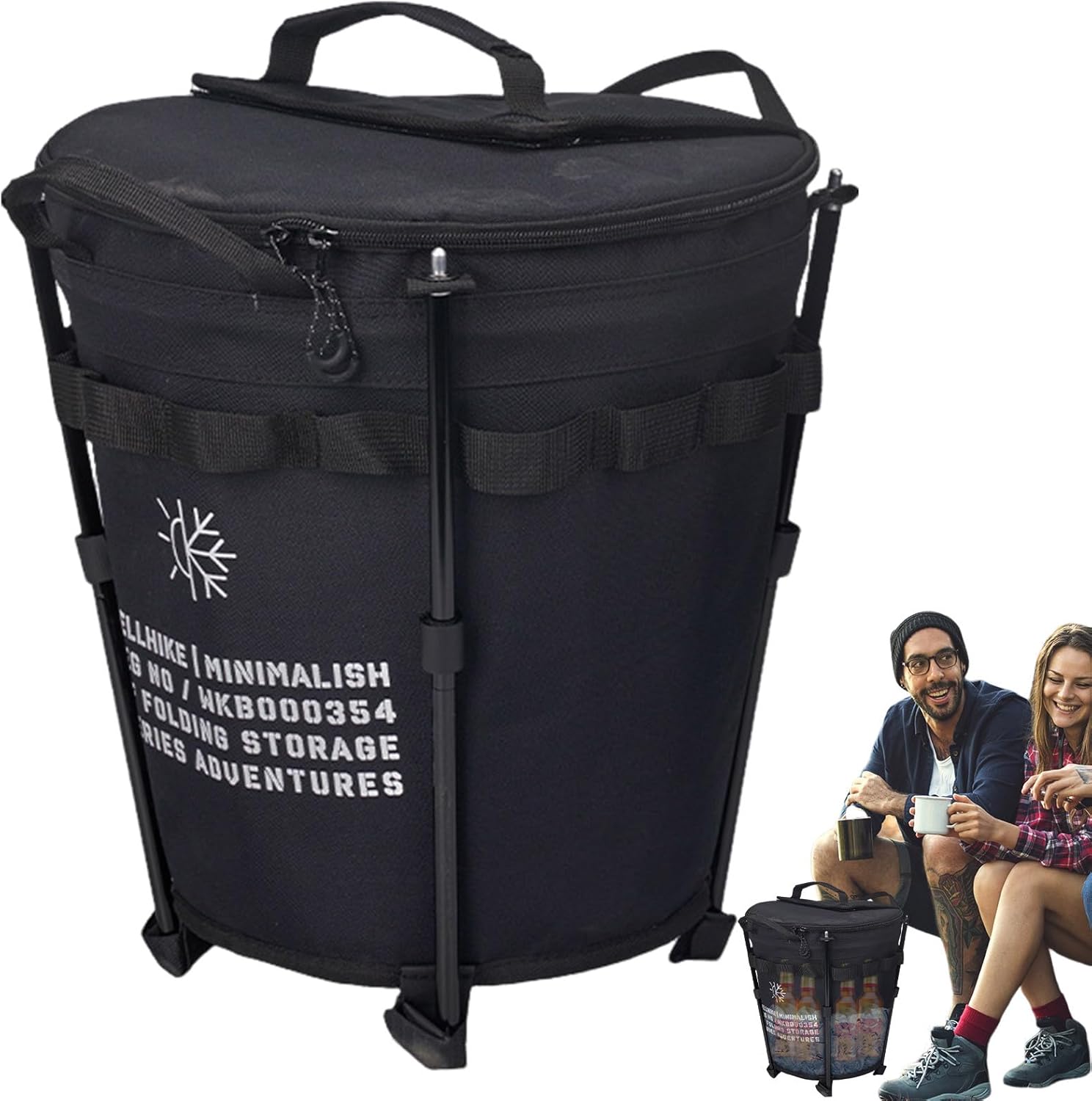 キャンプアイスバケツ - 折りたたみ可能な丸いクーラーバレル、防水20L容量|断熱された氷容器の屋外パーティー、ビーチ用の車に取り付