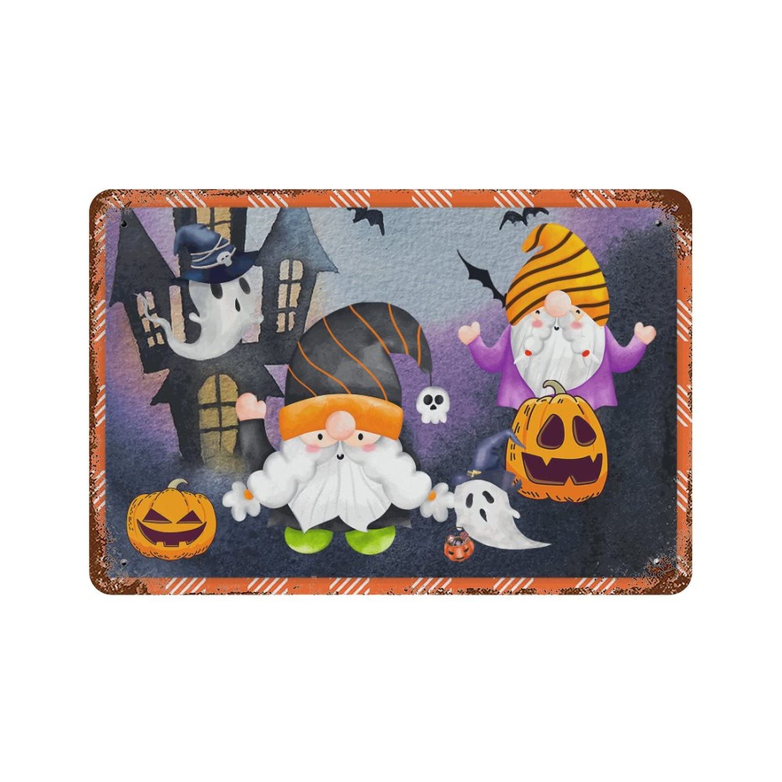 Panneau en métal Happy Halloween durable contre décoration fragile