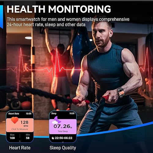 Miniatura 8 de Reloj inteligente militar para hombre con linterna LED de 2.0 pulgadas, pantalla grande, reloj inteligente táctico de 430 mAh, batería grande,