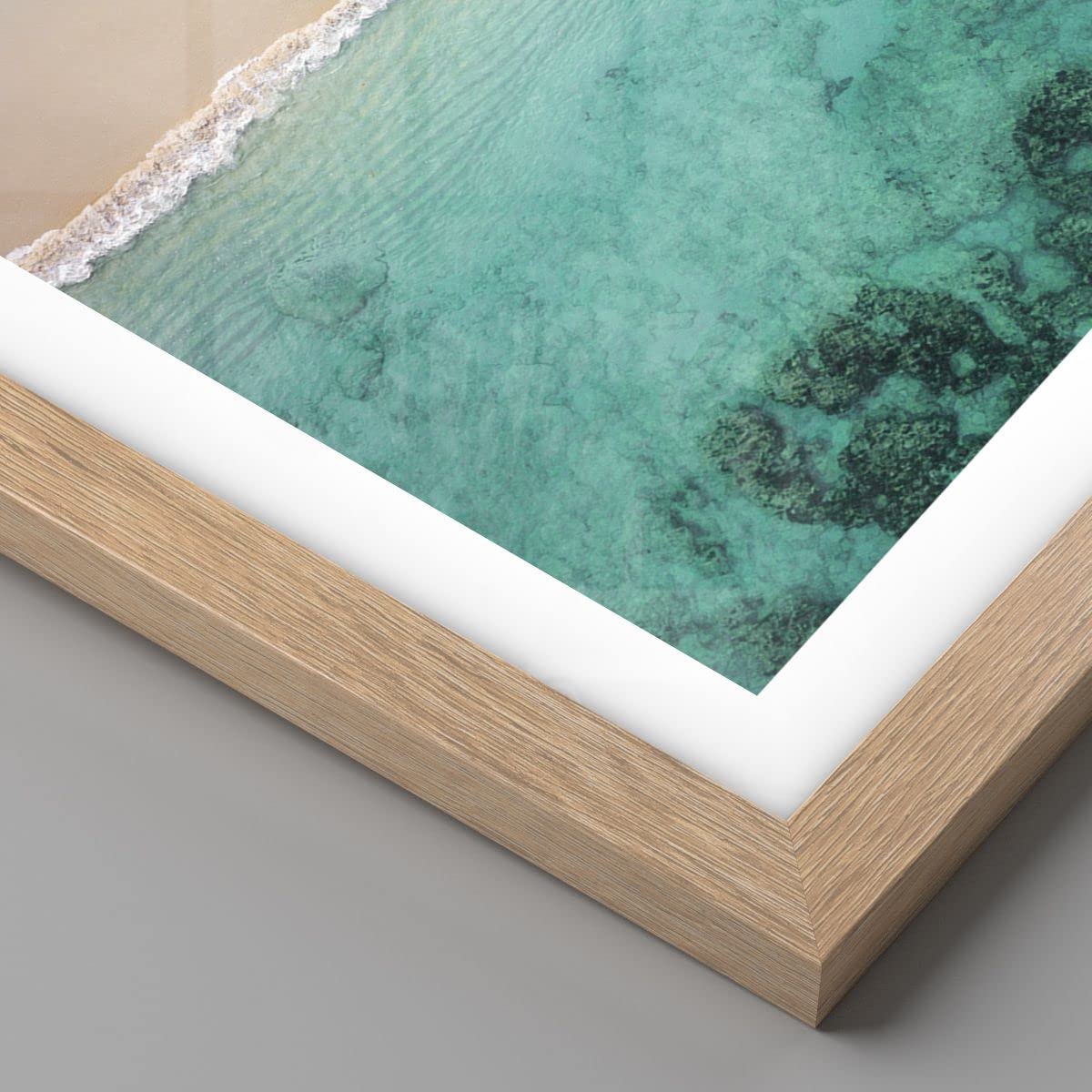 Poster da Parete Playa Trópico Borde Póster Marco Roble Claro 30x40cm Moderno Cuadros Decorativo Decoracion Salon Dormitorio Cocina Cuadros Pared Imágenes Wall Art Prints Decor - P2NPA30x40-5000