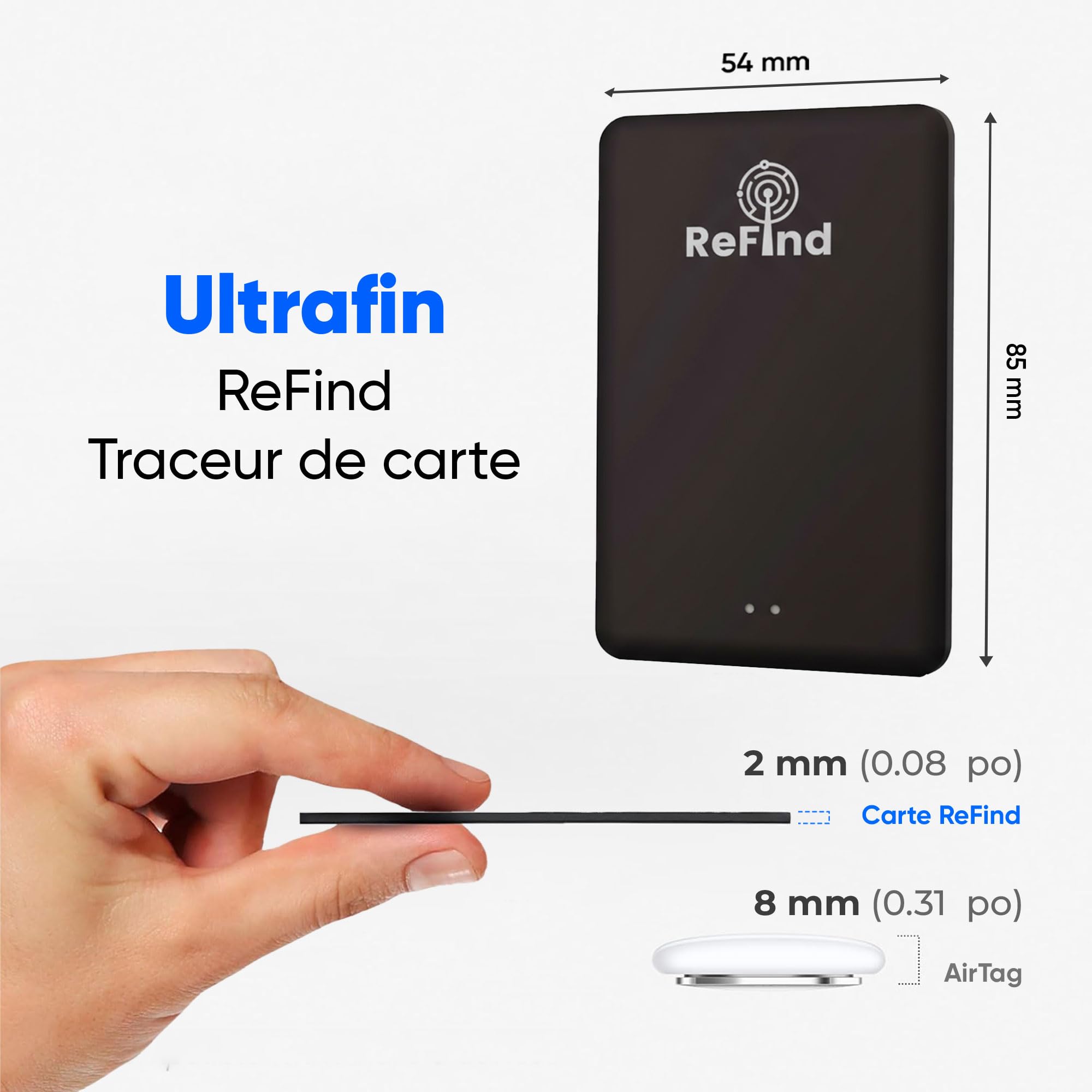 ReFind Carte-Tracker (Uniquement pour Samsung) – Balise Intelligente Mince et Robuste pour Portefeuilles, Sacs. Carte-Tracker Rechargeable, Compatible avec l'application Samsung SmartThings.