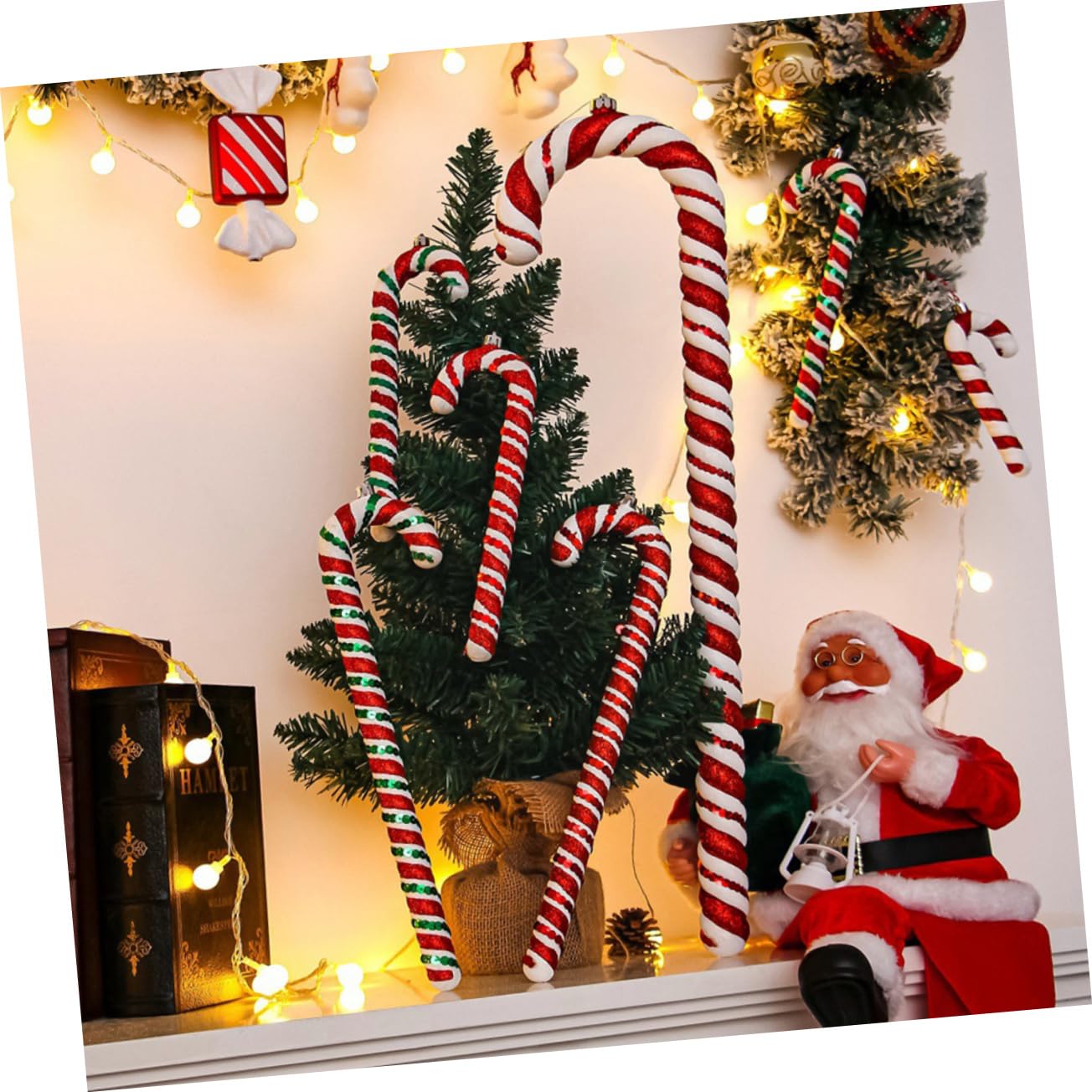 TOPBATHY 12 STK Weihnachtsbaum-Anhänger Weihnachtliche Zuckerstangen-Ornamente Dekoration für Weihnachtsfeiern weihnachtsbaumdeko Tannenbaum Dekoration Weihnachtsdekorationen PVC