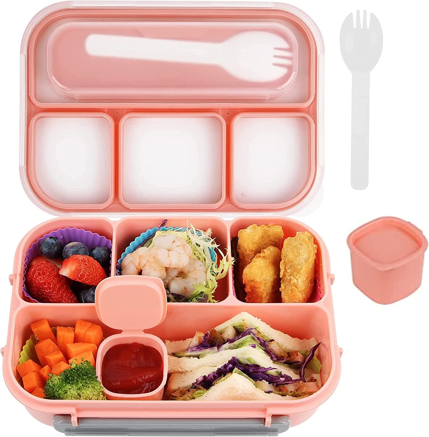 Lunch Box Kids, Bento Box Adult Lunch Box, Lunch Containers for Adults/Kids/Toddler,1000ML-4 Compartment Microwave & Dishwasher & Freezer Safe (Pink)