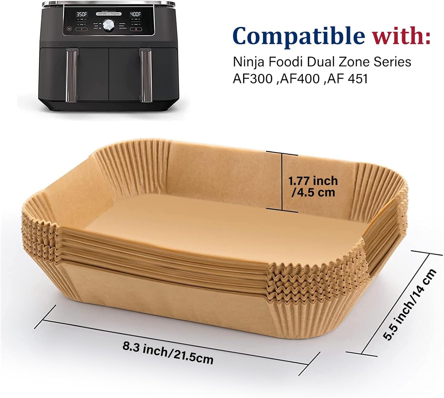 125pcs Air Fryer Liners for Ninja Dual, Air Fryer AF300UK AF400UK AF451UK Accessories, Disposable Parchment Paper Liner, Compatible with Ninja, Salter, Tower and Other Dual Zone Air Fryer image 5