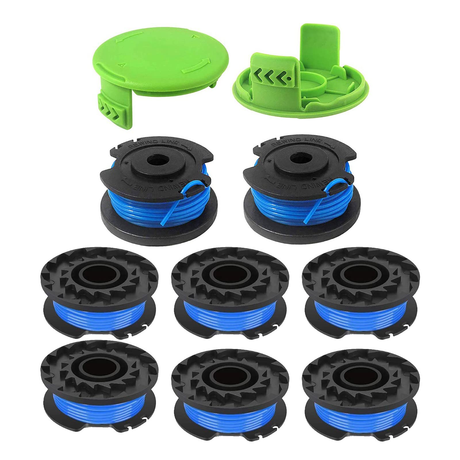 Bpqiang 29252 29092 String Trimmer Replacement Spool Line For Greenworks 24V 40V 80V Weed Eater Cordless Trimmer(8 Spool, 2 Cap)