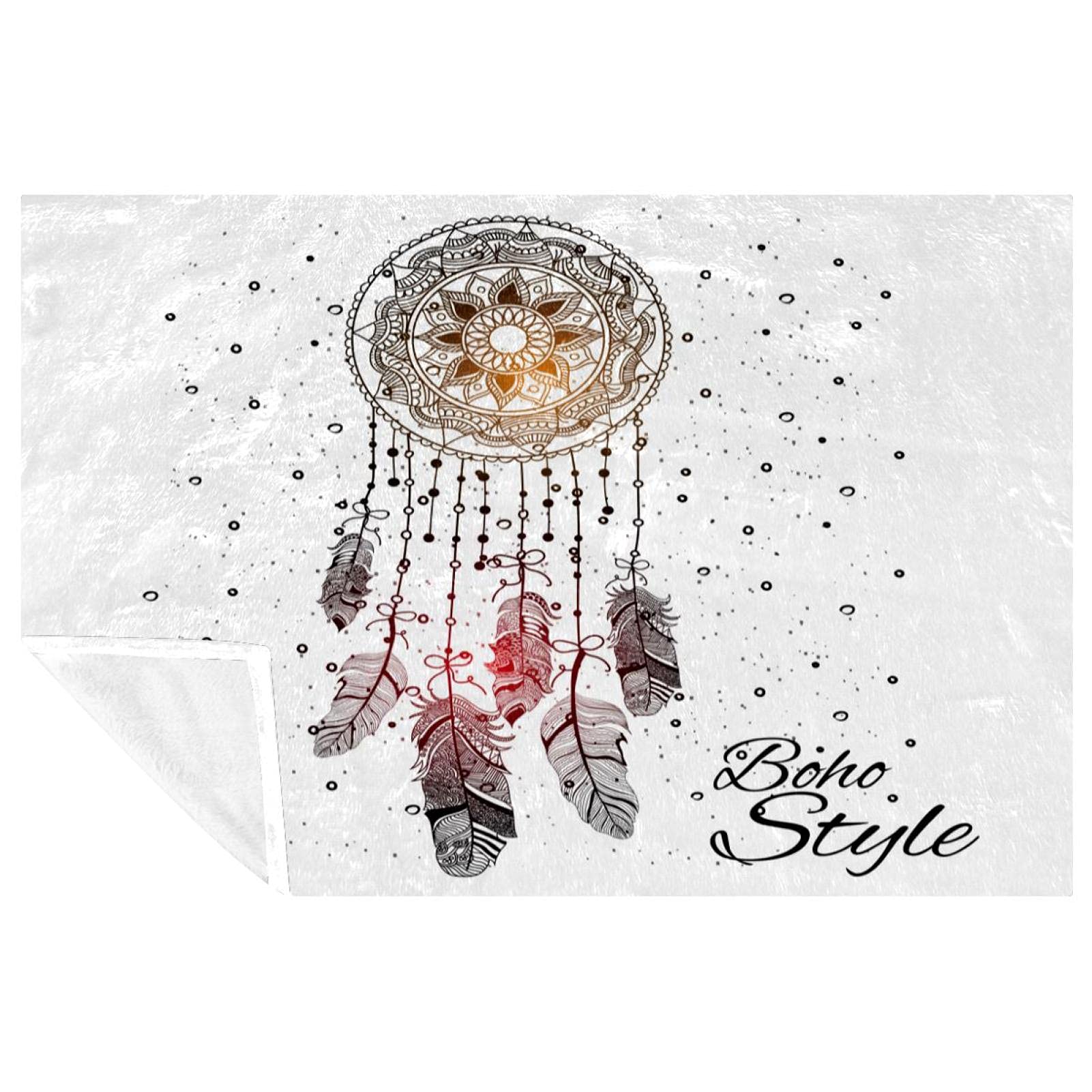Couverture attrape-rêves bohème 150x100 cm pour lit et canapé