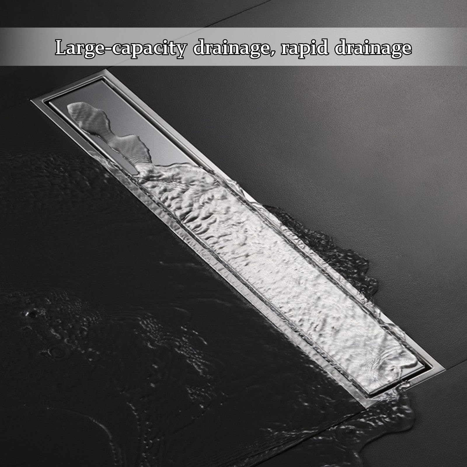 Desagüe Lineal de Ducha 10cm de Ancho Plata Acero Inoxidable Baño Accesorios Fácil Instalación Desagüe de Piso Extraíble con Anti-Obstrucción Filtro para Cocina Baño(10 * 70cm)