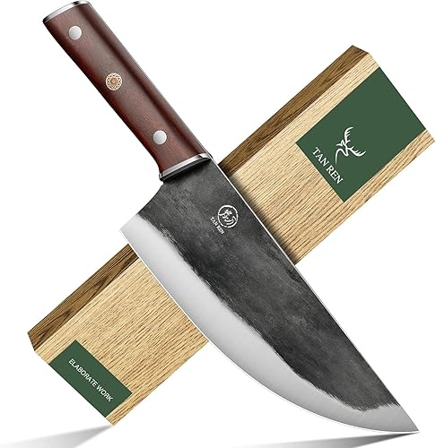 TAN REN Cuchillo de carnicero de acero de alto carbono para restaurante, hogar, cocina, forjado a mano, cuchillo de carne japonés, cuchillo divisorio