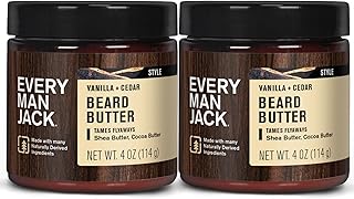 Every Man Jack Beard Butter- Vanilla & Cedar Fragrance - Hydrates and Styles Dry, Unruly Beards While Relieving Itch - Naturally Derived w/Shea Butter & Coconut Oil - 4 oz (2 Pack)