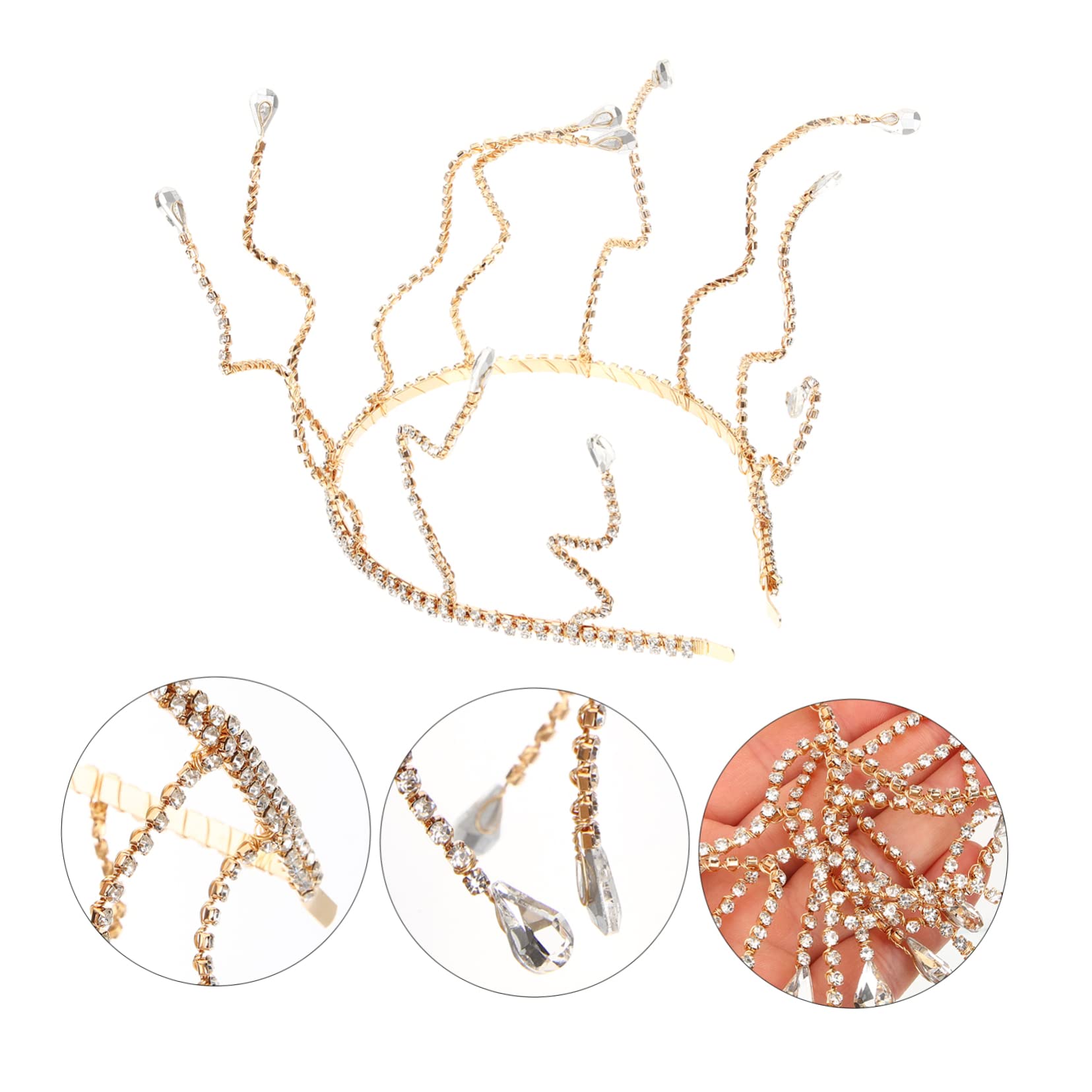 FRCOLOR 4 Stück Braut Stirnband Damen-Stirnband damen stirnbänder Hochzeit Brautkrone wedding hair accessories brauthaatschmuck Strass- Haarschmuck für die Braut Metall Golden
