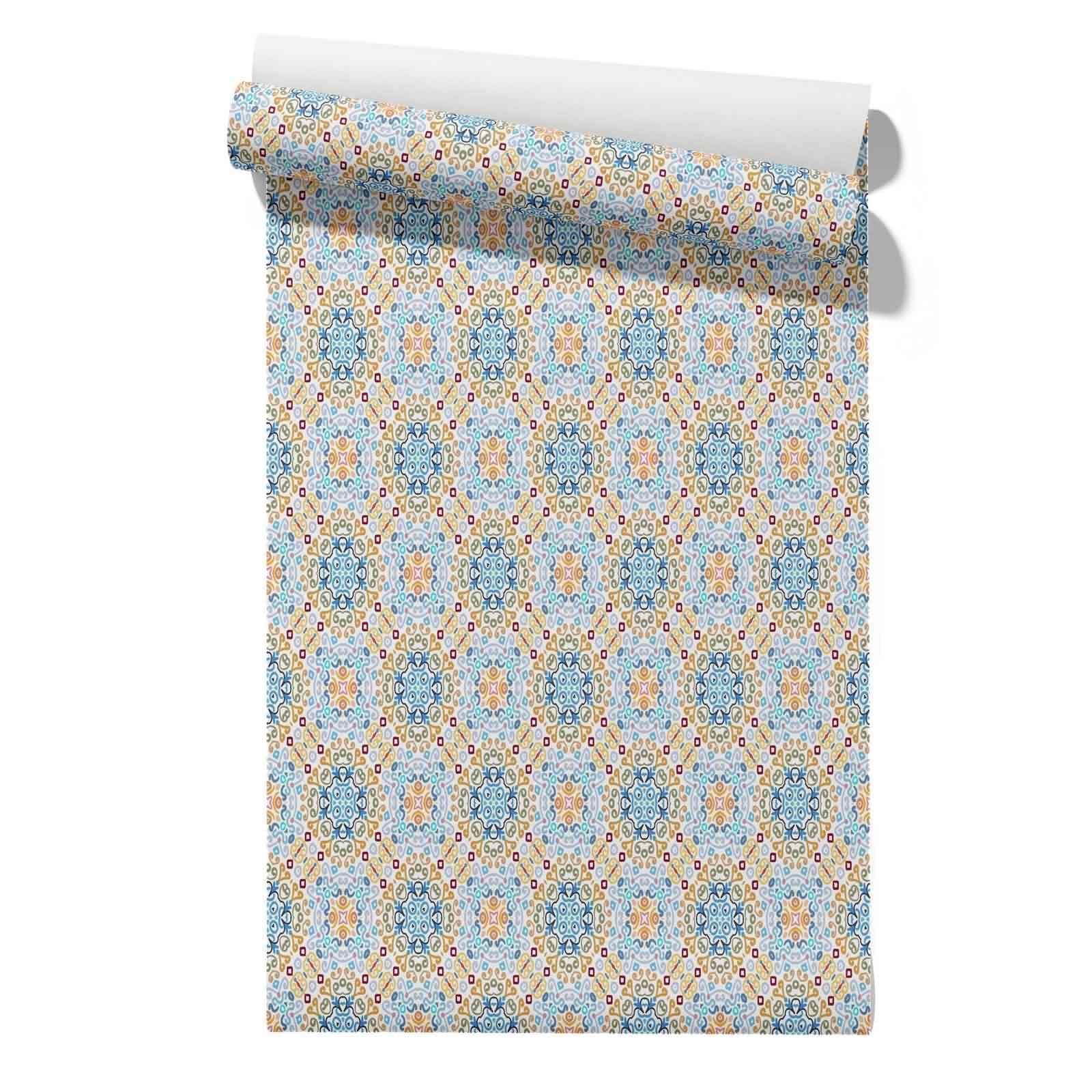 CEVAN Room Wallpaper Adhesive Drawer Liner Roll Mandala Retro Ethnic Self Vintage Floral for Kitchens Waterproof Removable Peel Stick 45x300cm