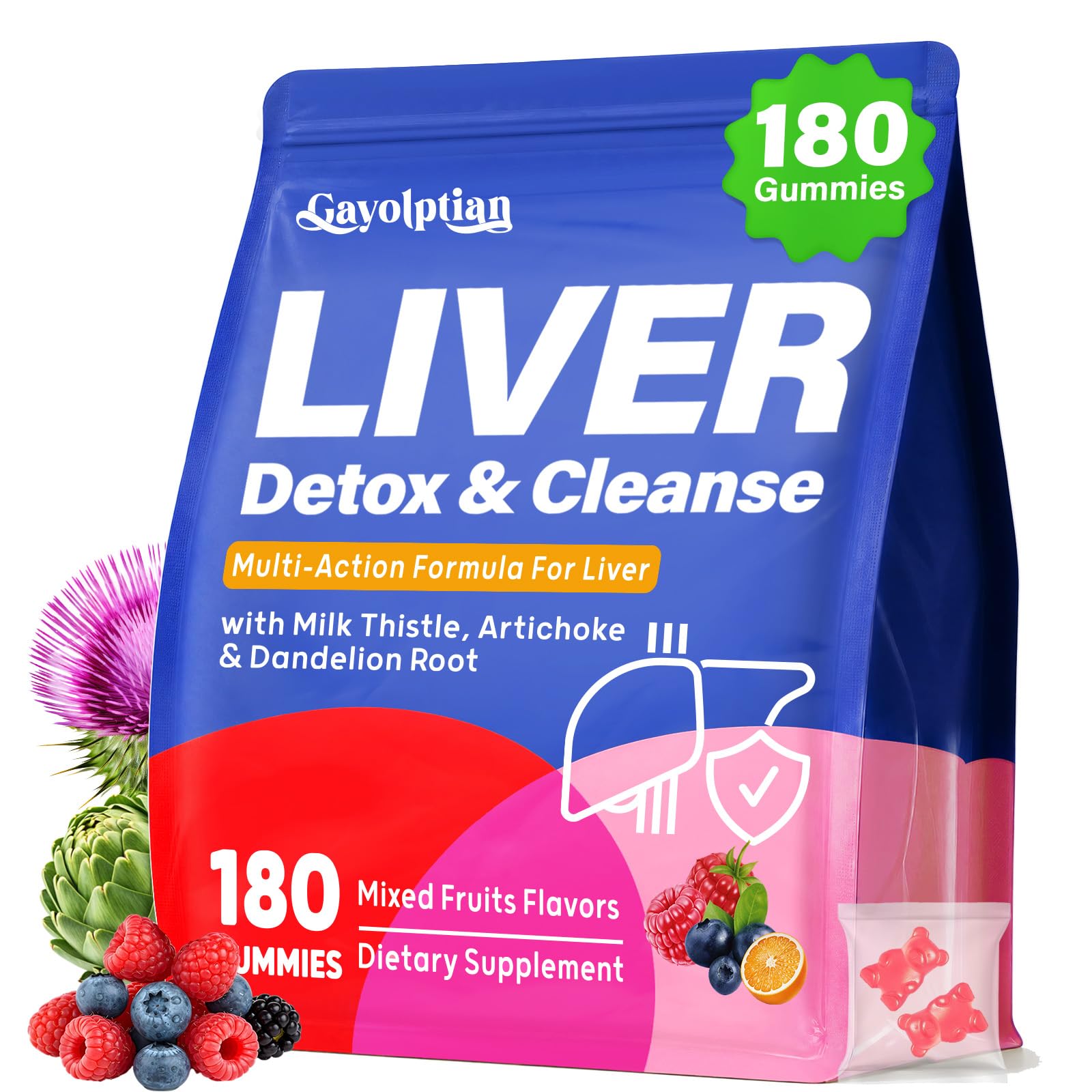 Liver Detox Cleanse & Repair Gummies, 2000mg Milk Thistle Liver Support