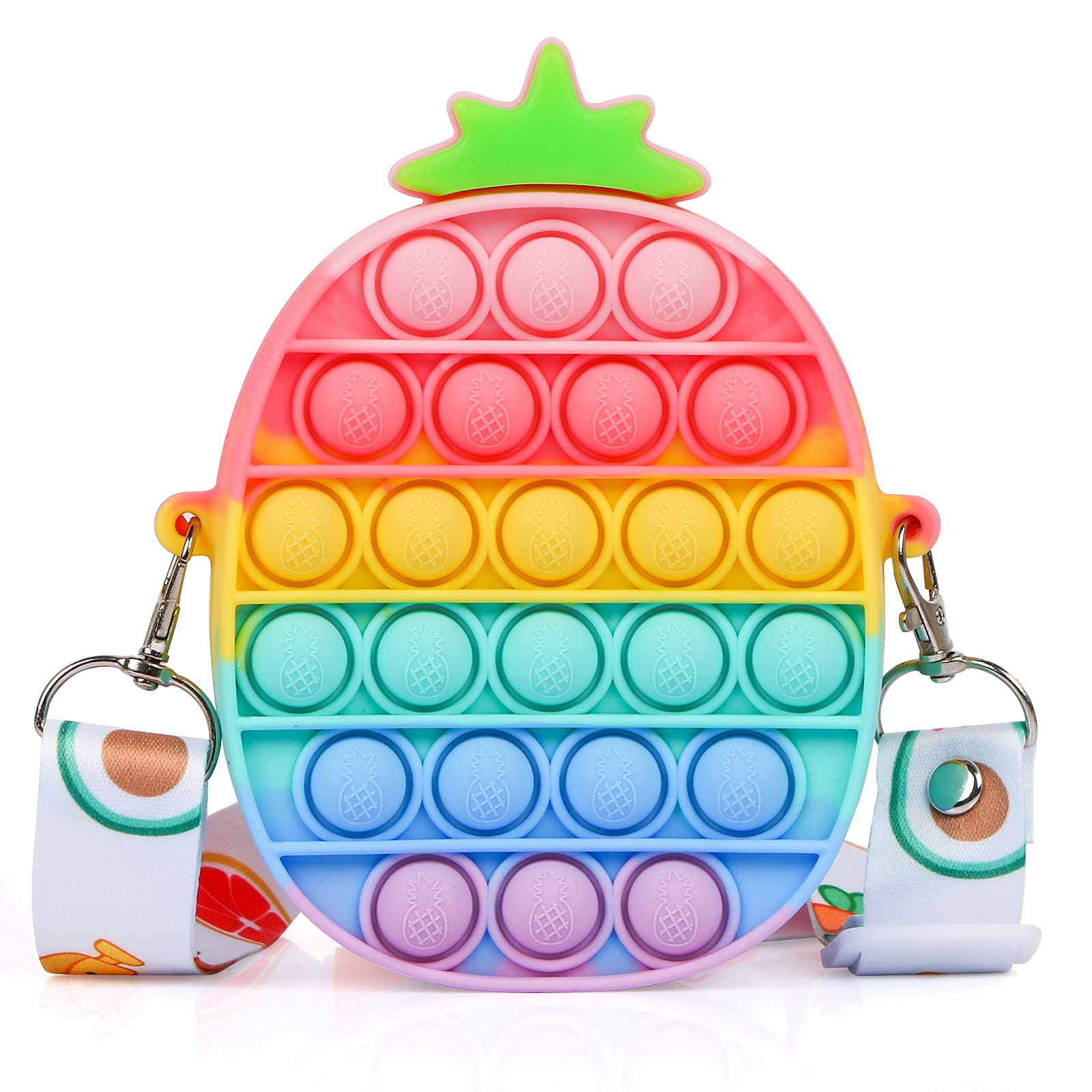 Pop Shoulder Bag Fidget Toys Colorful Pineapple Toy Silicone Stress Relief Bubble Sensory School Supplies Birthday Gifts for Girls …,