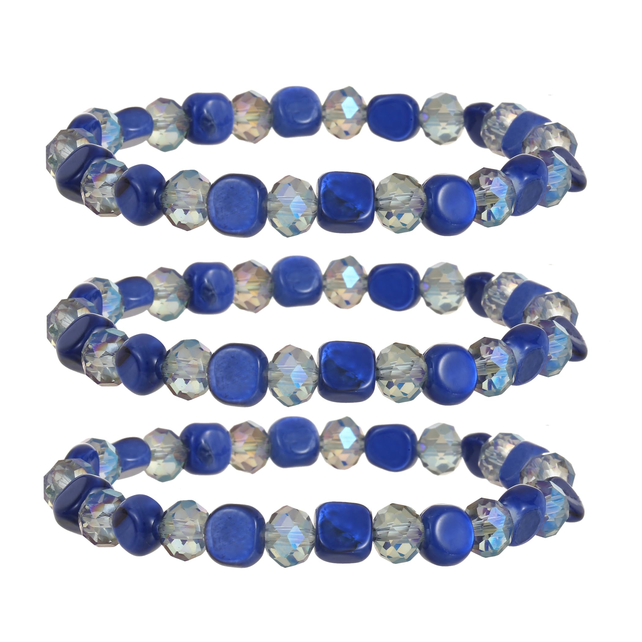 Jules D.Multi Rows Stackable Stretch Bracelet Colorful Shell Glass Boho Bracelets Trendy Costume Jewelry Gifts for Women