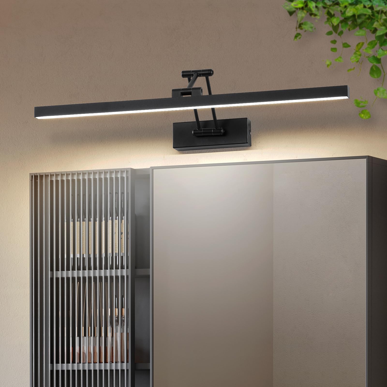 LED Spiegel Lampe Badezimmer 60 cm, Rotation Lampen IP44, Spiegel Licht 18 W 1440LM, LED Badezimmer Lichter, Neutral Weiß 4000K, Schwarz