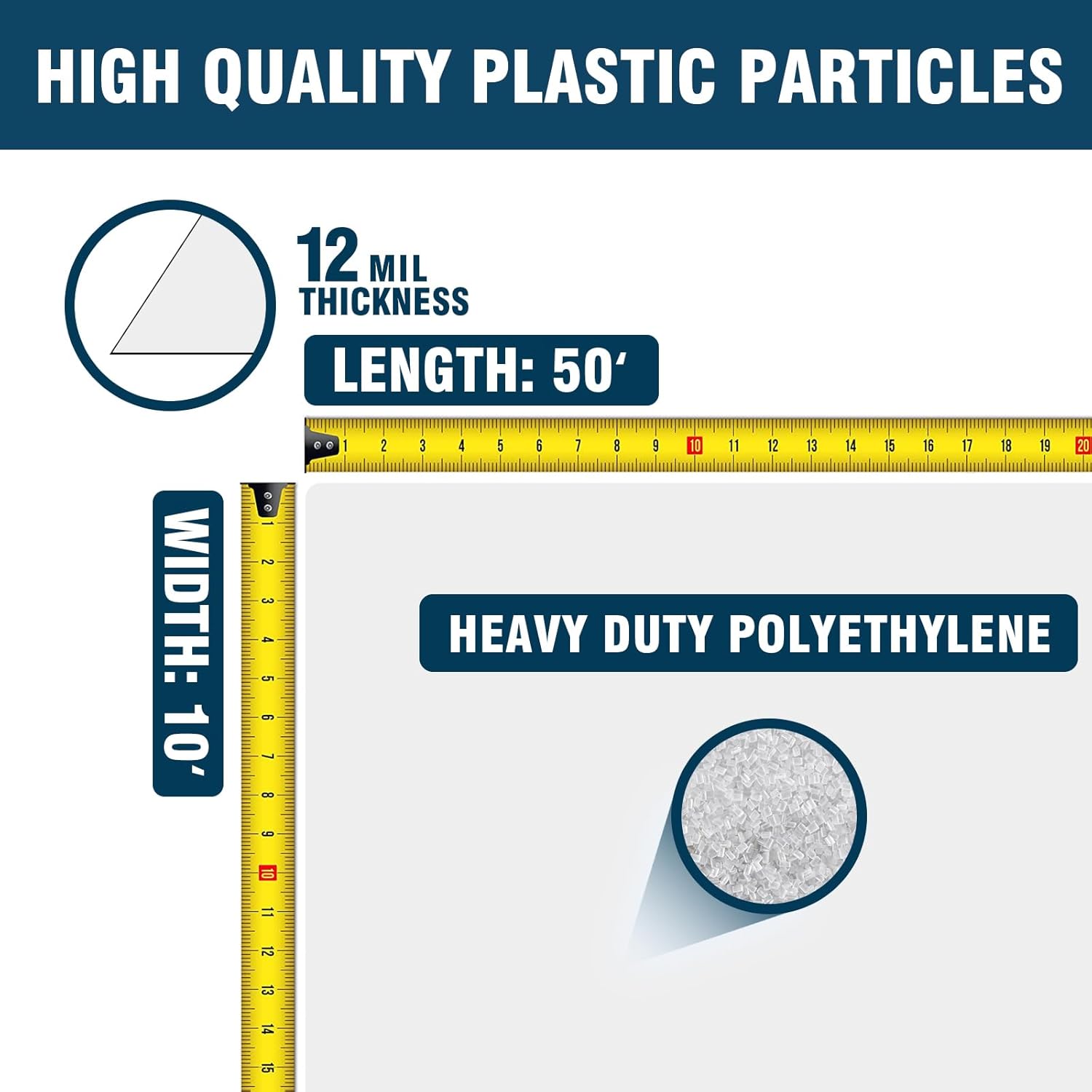 Crawl Space Vapor Barrier, 12mil Vapor Barrier, 10'x50', Plastic Drop Cloth Covering for Crawlspace Encapsulation, Thick Plastic Sheeting, Black and White Panda Film